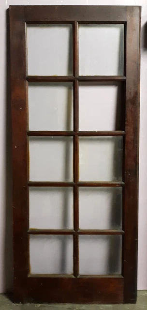 32"x79" Antique Vintage Old Wood Wooden Exterior French Door Window Wavy Glass