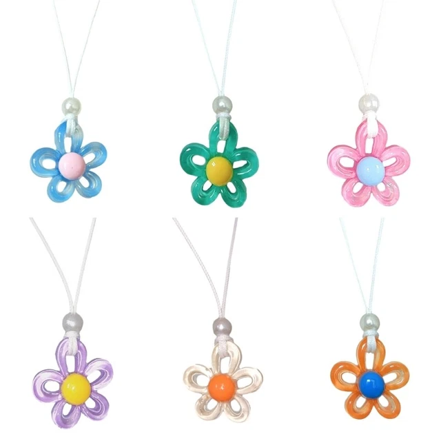Fashion Pearl Flower Pendant Necklace Sweet Clavicle Chain Lace up Necklace