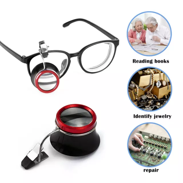 Watchmakers 10x Clip-On Eyeglass Watch Jewelry Repairing Clear Magnifier Glass 2