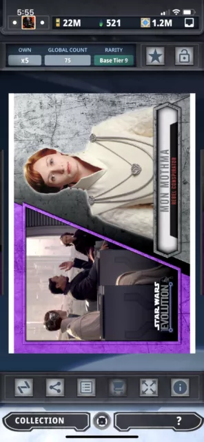 Topps Star Wars Digital Card Trader Tier 9 - Evolution Purple Mon Mothma - 75 cc