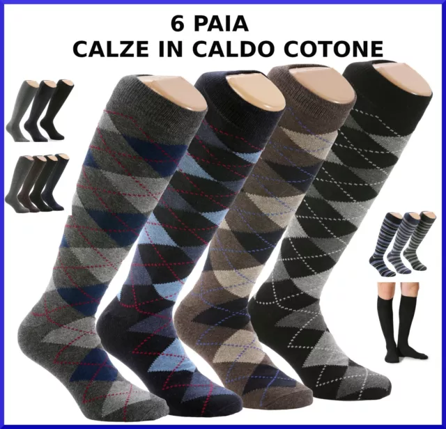 Calze da uomo in caldo cotone lunghe colorate calzini gambaletti termiche