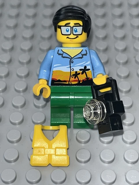 LEGO CITY Tourist Wear Palm Tree Hawaiian Shirt Life Jacket And