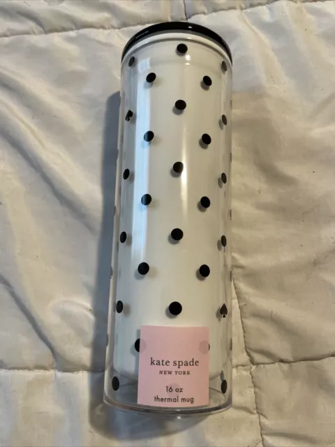 Kate Spade 16oz Thermal Mug Black Spade Dot