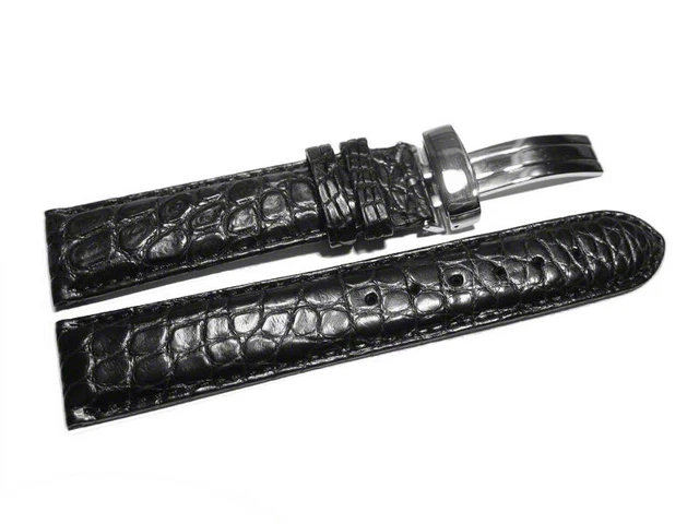 Bracelet De Montre En Peau De Cerf Véritable Noir - Tailles 14 à 22mm, Neuf Avec étiquettes