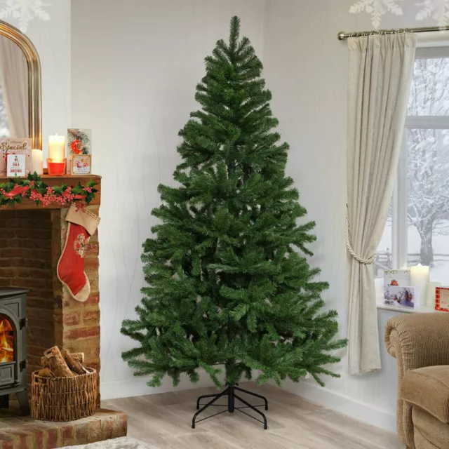 Árbol De Navidad 7 Pies Con Soporte Tupido Tradicional Árbol De Navidad Artificial Hogar 7 Pies 3