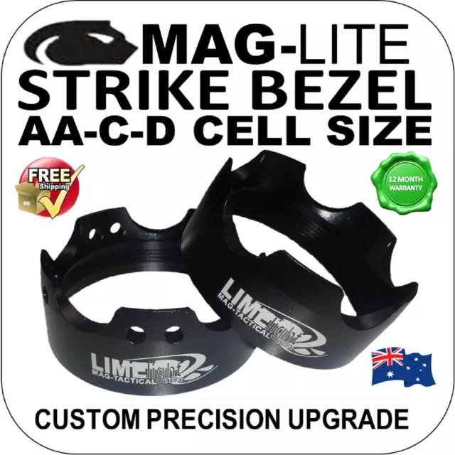 Maglite Upgrade Strike Bezel Lens Cap Aa/C/D Cell Torch Flashlight Incan/Led Au