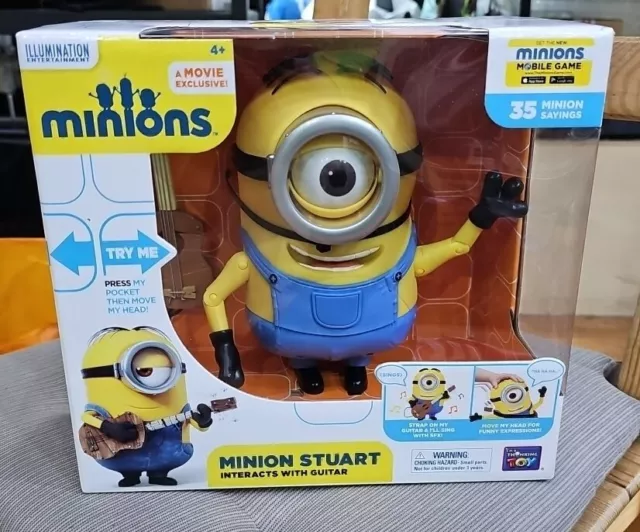 Minions Minion Stuart w/ Guitar Interactive Figure 35 Phrases. NEW
