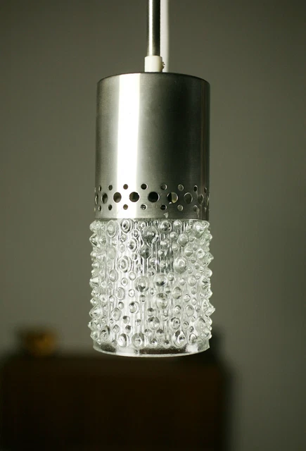 True Vintage 1x Space Age Ceiling 70er 1 Piece Lamp 70ies Lamp Chrome Glass