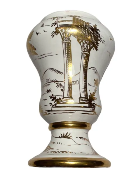 Vintage Ugo Zaccagnini Italian Signed Italy Art Pottery Vase Gold White