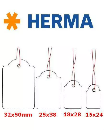 HERMA Hängeetiketten, Warenanhänger, Etikett mit Faden, ROT und WEIß, 100 Stück