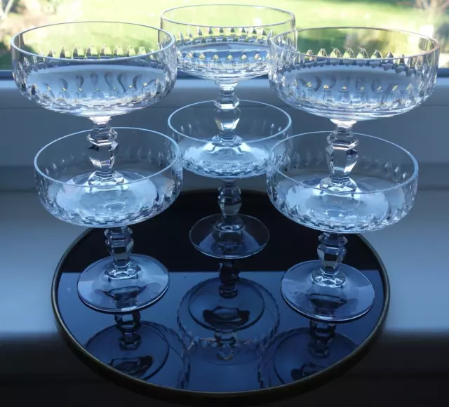 6 edle Vintage Sektschalen Champagner Glas mit Schliff Kristallglas ein Traum!!