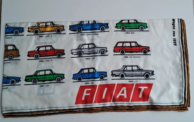 Foulard Vintage FIAT En Soie 100% - Motif Géométrique Multicolore - Italie