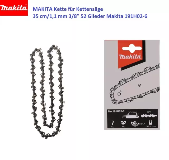 MAKITA Kette für Kettensäge 35 cm/1,1 mm 3/8" 52 Glieder Makita 191H02-6 K18 NEU