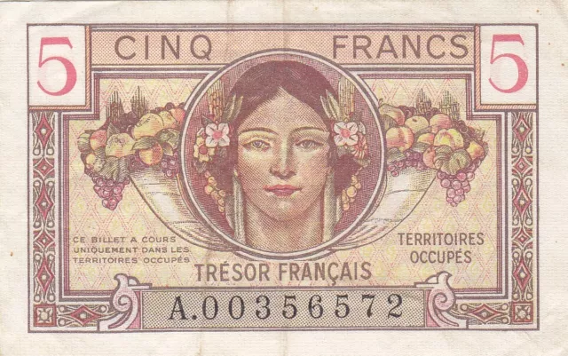 Billet 5 F Trésor Français 1947 FAY VF.29.01 n° A.00356572