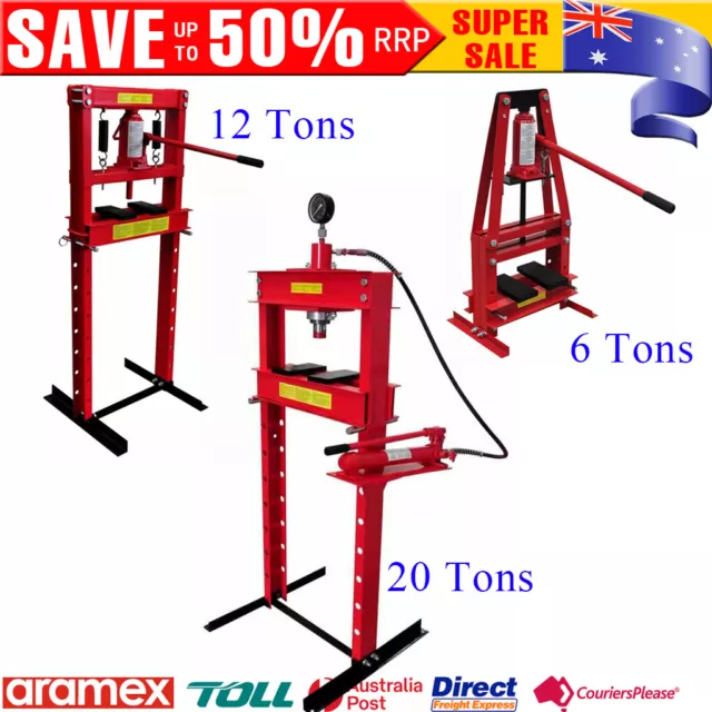 6/12/20 Ton Hydraulic Shop Press Heavy Duty Floor Garage Workshop Tool H-Frame