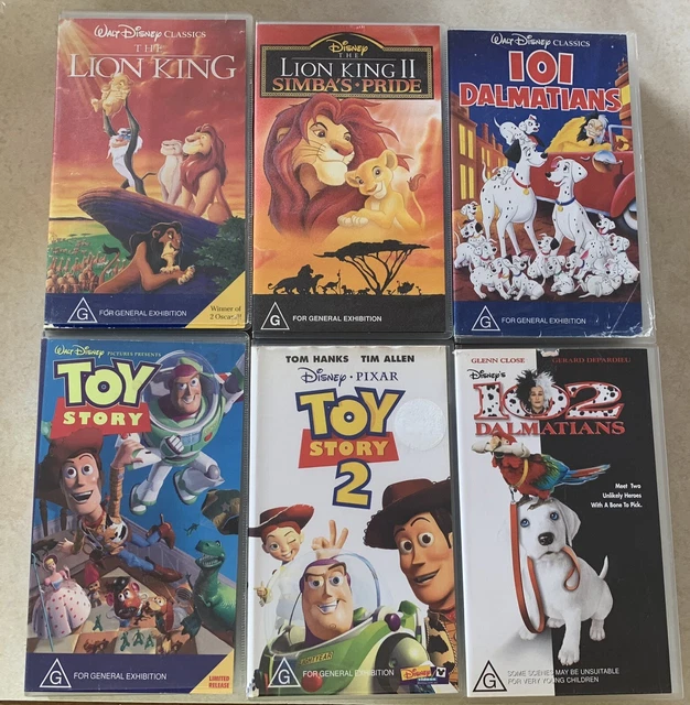 VHS TAPES BULK Lot 6 Disney Toy Story 1 & 2 101 & 102 Dalmatians Lion