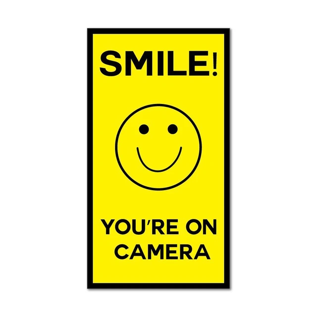 "Smile You're On Camera" Car Decal Sticker | White Vinyl, 12x5.6 Inches | Perfect For Window, Laptop, Bumper