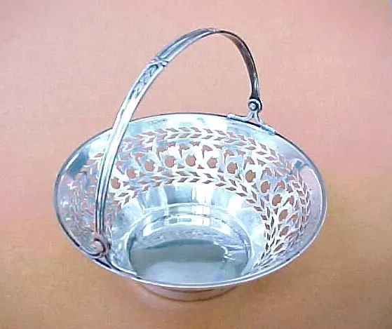 Antique Watson 4688 Reticulated Sterling Silver Basket  with Handle / Excellent