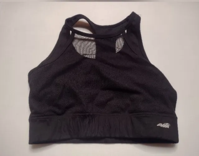 Avia Sports Bra Medium Black Wireless Racerback Workout Mesh Activewear B9