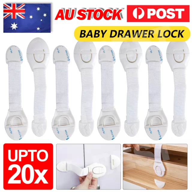 20X Child Kids Baby Safety Lock For Door Drawers Cupboard Cabinet Adhesive