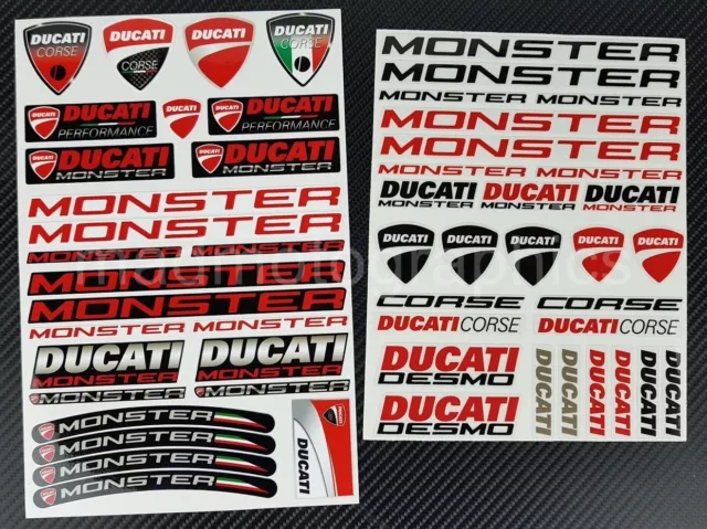 Set di adesivi in 2 fogli Moto per Ducati Monster 696 796 821 1100 1200 Laminati