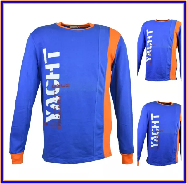 t shirt da uomo manica lunga maglietta maglia blu cotone maniche lunghe xl blu