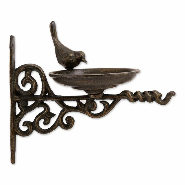 Bronze Wall Mounted Ornate Cast Iron Decorative Bird Feeder Outdoor Decor