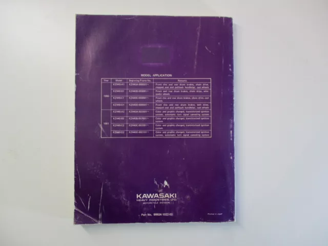 Kawasaki Kz440 79-82 Genuine Factory Official Workshop Service Manual Pre-Owned 2