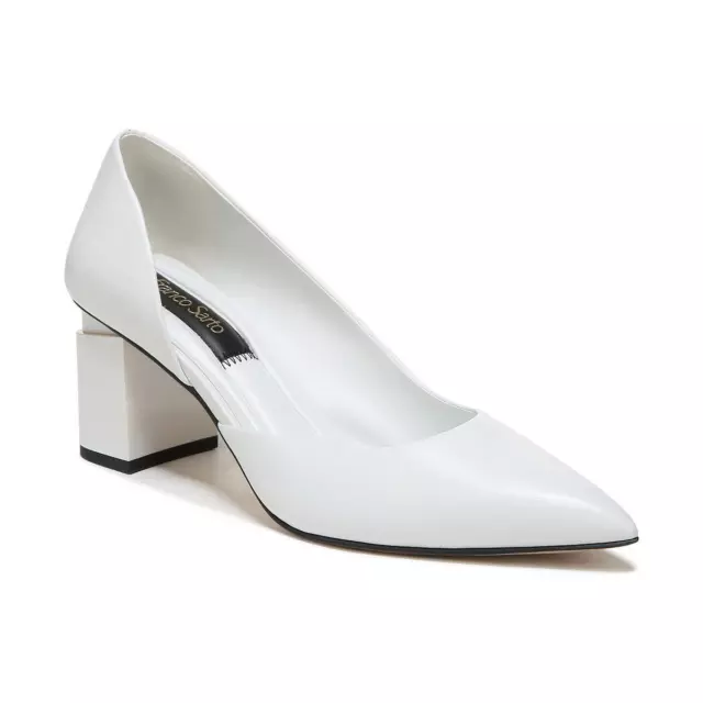 Franco Sarto Womens Lucy White Leather Pumps Heels 8.5 Medium (B,M) BHFO 5288