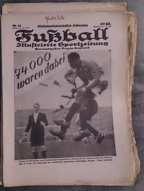 Fußball-Illustrierte Sportzeitung-Nr.12/1937-Deutschland -Frankreich--selten