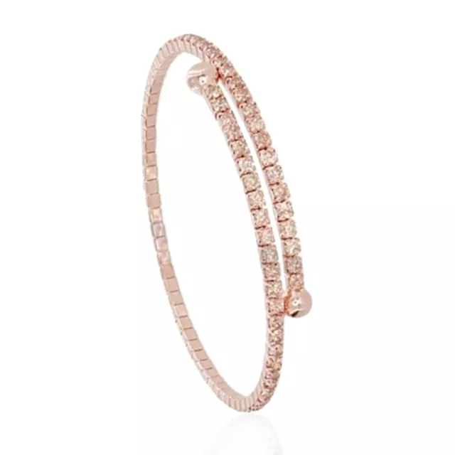 Bracciale tennis rigido mm 2 in argento 925 rosato con zirconi rosa