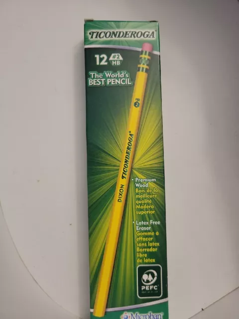 Ticonderoga DixonPencils HB#2 Yellow 12 New In Box