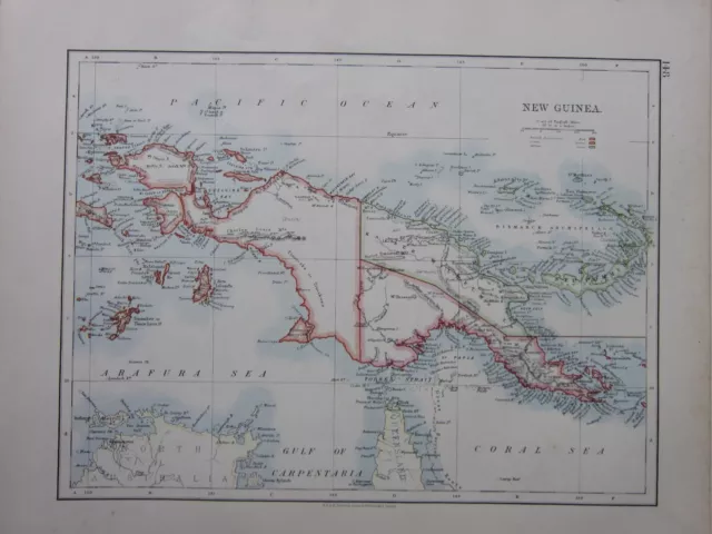 1901 Viktorianisch Landkarte Neu Guinea Neu Großbritannien Kaiser Wilhelms Land