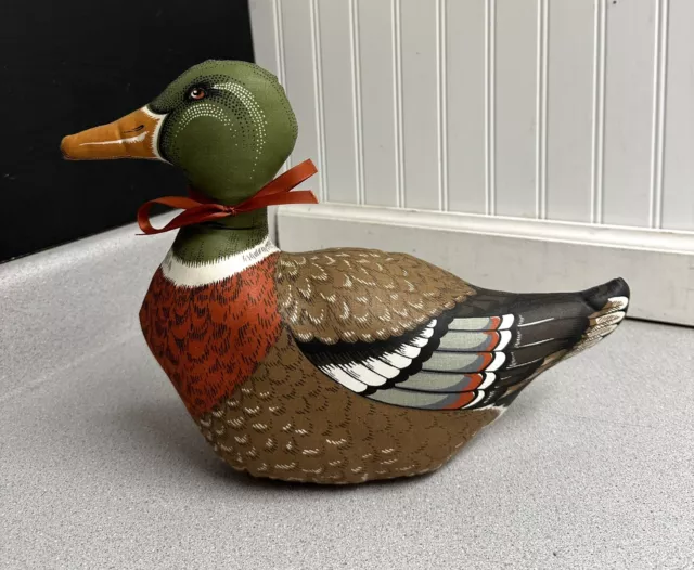 Vintage Handmade Mallard Duck Fabric Pillow Cabin Man Cave Décor Hunting