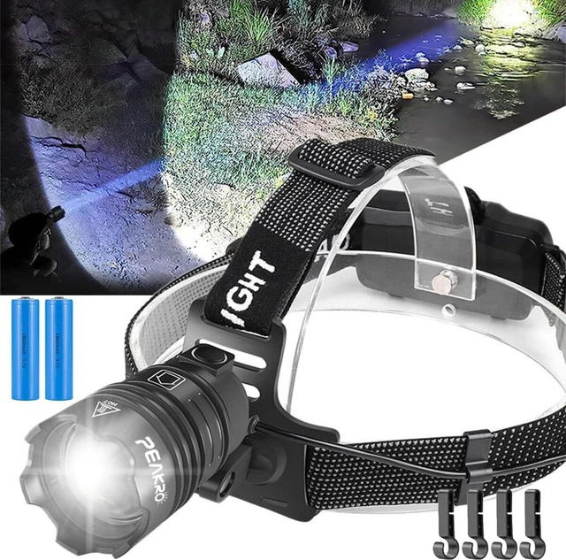 Lampe Frontale PEAKRO 50000 Lumens Rechargeable USB-C - 6 Modes, Capteur Gestuel, Étanche IP65 - Randonnée, Camping