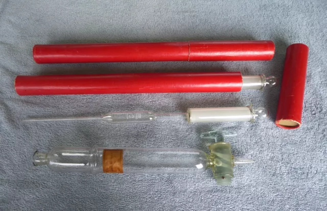 alte MOLKEREI-Messgeräte,  Milchfettgehalt bestimmen, FIXBÜRETTE, VOLLPIPETTEN