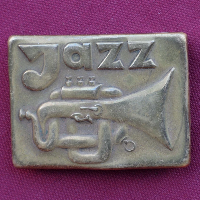 Vintage 'Jazz' Brass BUCKLE for BELT Old Big USSR 1970 Soviet