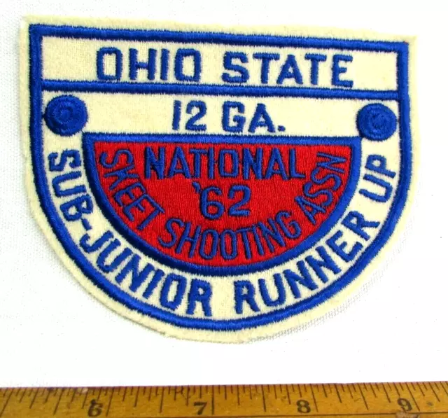 Vtg National Skeet Shooting Assn 1962 Ohio State Patch 12 Gauge Junior Runner Up