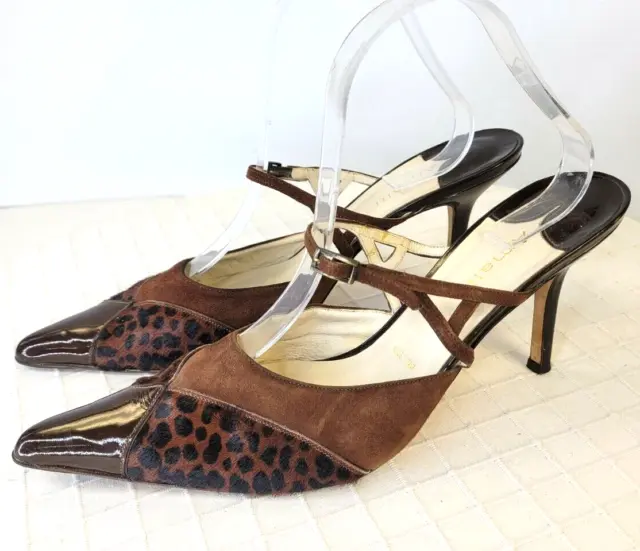 Amalfi Heels Womens Size 9.5 Pumps Leopard Horsehair Suede Leather Pumps Italian