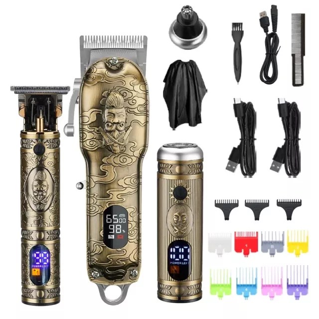 Coffret 3 en 1 Tondeuse Cheveux Hommes Professionnel USB Corps Barbe Nez Rasoir