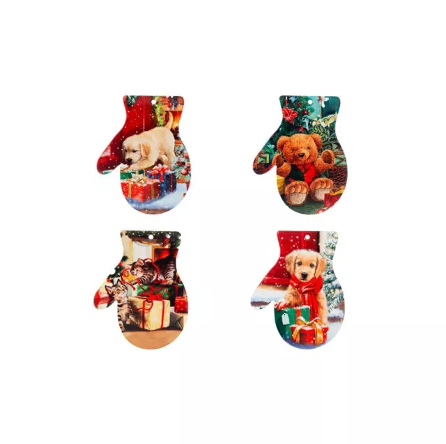 1 PZ GUANTO SOTTOPENTOLA natalizio ceramica ANIMALI DEL NATALE 20x25 cm 1C1T