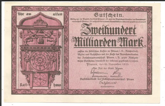 Sachsen!Amtshauptmannschaft Plauen,200 Milliarden Mark 1923,Kassenfrisch!