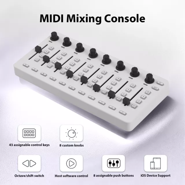 MIDI Controller MIDI Mischpult Batterie/Typ-C Netzteil USB MIDI Controller Mixer