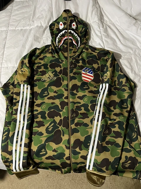BAPE X ADIDAS SB Shark Hoodie SuperBowl Football Size Small Green