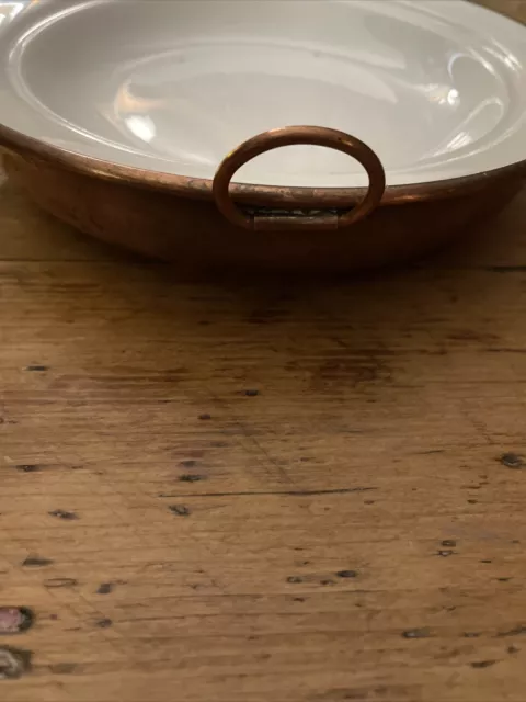 antique copper  dish hot water warmer