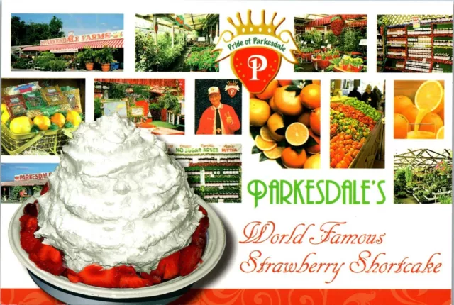 Restaurant Postcard Parkesdale's Famous Strawberry Shortcake Plant City FL