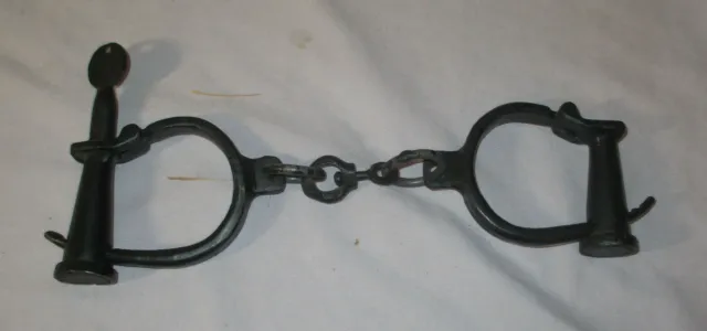Vintage Wrought Cast Iron HANDCUFFS SHACKLES  #1888