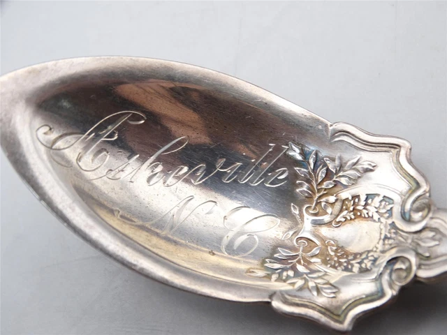 Antique Sterling Silver Ashville NC Souvenir Fruit Spoon