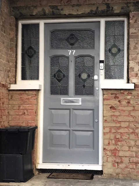 Stained glass front door With Side Windows 2