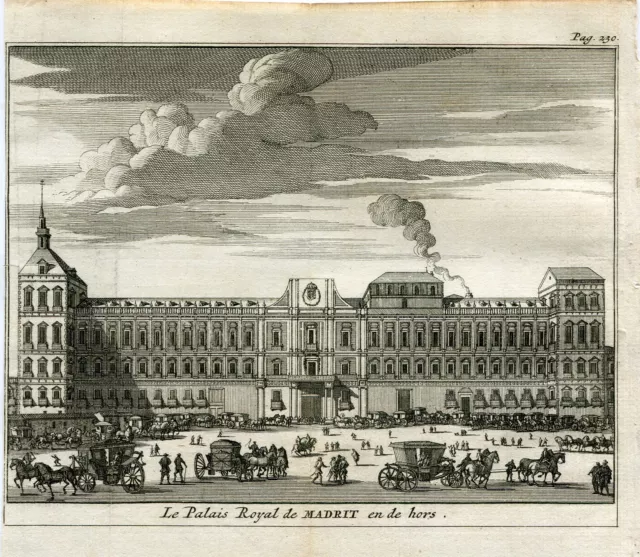 Madrid. Exterior del Palacio Real de Madrid. Grabado por Vander Aa. 1715